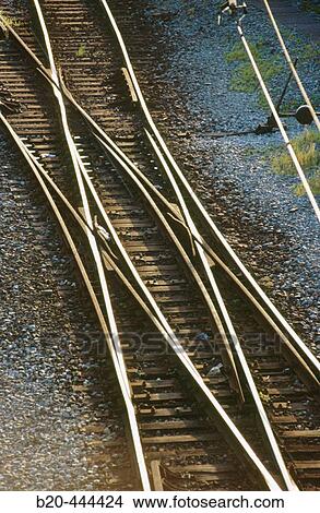 Picture - Railroad tracks, Irun, Guipuzcoa, Spain. Fotosearch