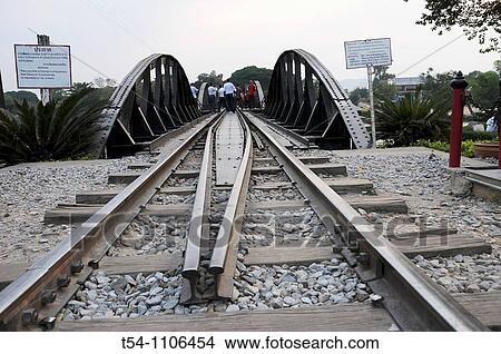 Railtrack at the River Kwai Bridge in Kanchanaburi View Large Photo Image Picture - Railtrack at the River Kwai Bridge in Kanchanaburi. Fotosearch