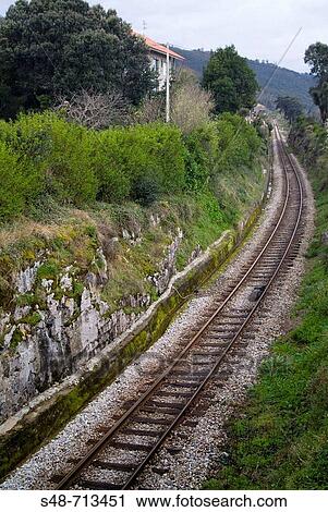 Railtrack from Oviedo to Bilbao near LLanes, Asturias. Spain View Large Photo Image Stock Image - Railtrack from Oviedo to Bilbao near LLanes, Asturias. Spain. Fotosearch