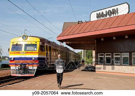 Railway Station, Majori, Jurmala, Latvia. View Large Photo Image Picture - Railway Station, Majori, Jurmala, Latvia.. Fotosearch