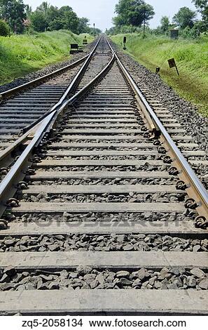 Railway track, Rahimatpur, Maharashtra, India. View Large Photo Image Picture - Railway track, Rahimatpur, Maharashtra, India.. Fotosearch
