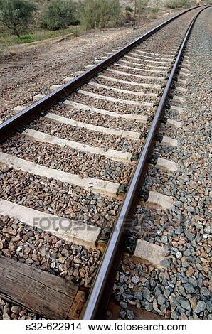 Railway tracks. Morata de Jal? n. Valdejal? n. Zaragoza. Arag? n. Spain. View Large Photo Image Picture - Railway tracks. Morata de Jal? n. Valdejal? n. Zaragoza. Arag? n. Spain.. Fotosearch