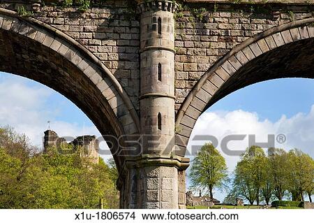 Railway Viaduct and Castle at Knaresborough North Yorkshire England View Large Photo Image Picture - Railway Viaduct and Castle at Knaresborough North Yorkshire England. Fotosearch