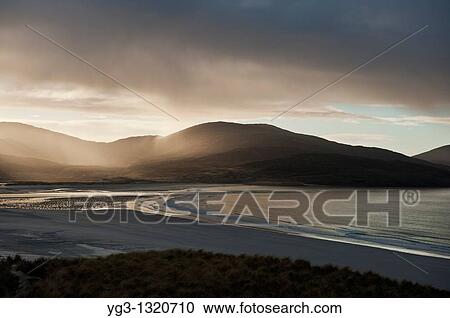 Rain falling over Isle of Harris, Viewed from Luskentyre Beach, Outer Hebrides, Scotland View Large Photo Image Stock Image - Rain falling over Isle of Harris, Viewed from Luskentyre Beach, Outer Hebrides, Scotland. Fotosearch