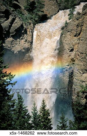 Rainbow and Tower Falls in Yellowstone National Park, Wyoming, USA View Large Photo Image Stock Image - Rainbow and Tower Falls in Yellowstone National Park, Wyoming, USA. Fotosearch
