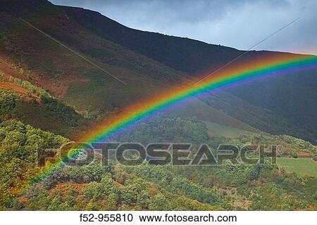 Stock Image - Rainbow, Fuentes del Narcea Natural Park, Asturias, Spain. Fotosearch