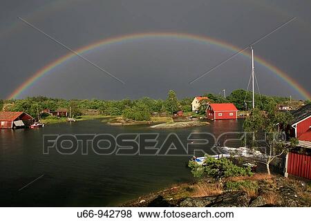 Stock Photo - Rainbow, N? velso, Sm? land, Sweden. Fotosearch