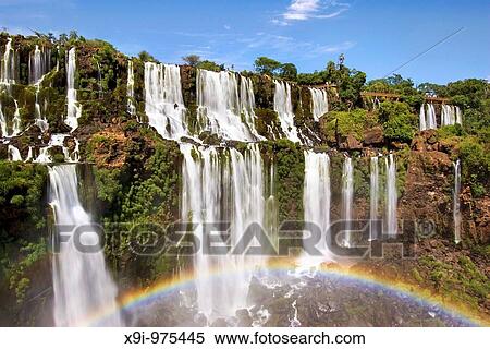 Rainbow of Iguazu Falls from San Martin Island, Argentina View Large Photo Image Stock Photography - Rainbow of Iguazu Falls from San Martin Island, Argentina. Fotosearch