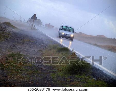 Stock Photo - Rainy weather, Fuerteventura, Canary Islands, Spain.. Fotosearch