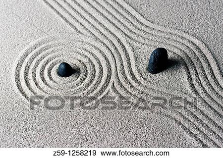 raked sand - zen rock garden - japan zen spirit inspired arrangement View Large Photo Image Stock Photo - raked sand - zen rock garden - japan zen spirit inspired arrangement. Fotosearch
