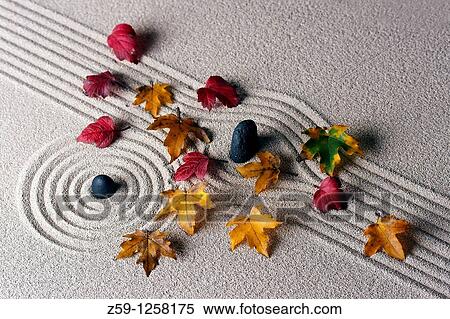 raked sand - zen rock garden - japan zen spirit inspired arrangement View Large Photo Image Stock Photography - raked sand - zen rock garden - japan zen spirit inspired arrangement. Fotosearch