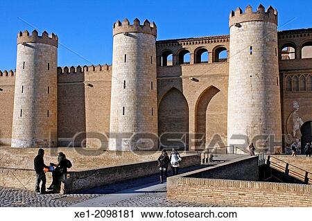 Stock Image - Ramparts, Alfajer? a Palace, Zaragoza, Spain. Fotosearch
