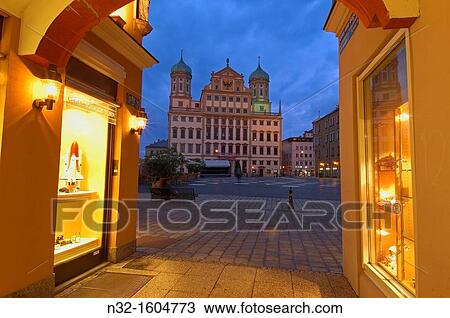 Rathausplatz (Town Hall Square): Town Hall, Augsburg, Romantische Strasse (Romantic Road), Swabia, Bavaria, Germany View Large Photo Image Stock Image - Rathausplatz (Town Hall Square): Town Hall, Augsburg, Romantische Strasse (Romantic Road), Swabia, Bavaria, Germany. Fotosearch