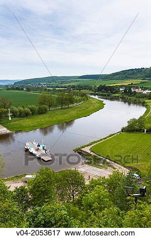 Reaction ferry on the river Weser in Polle, Lower Saxony, Germany, Europe View Large Photo Image Stock Photo - Reaction ferry on the river Weser in Polle, Lower Saxony, Germany, Europe. Fotosearch