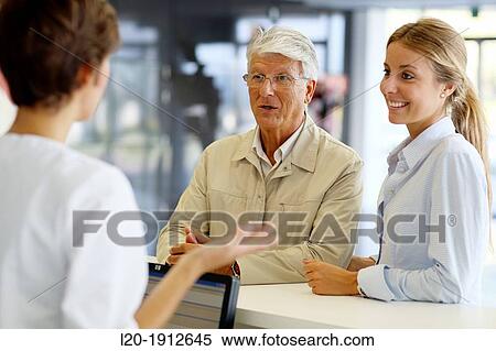 Stock Photography - Reception of patients, Onkologikoa Hospital, Oncology Institute, Case Center for prevention, diagnosis and treatment of cancer, Donostia, San Sebastian, Gipuzkoa, Basque Country, Spain. Fotosearch