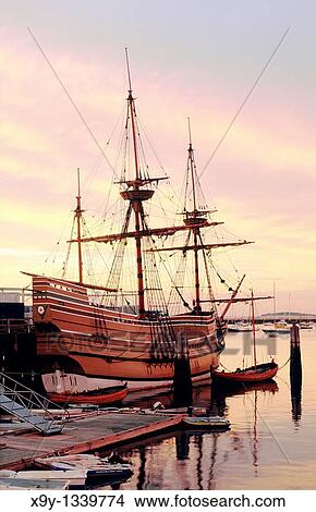 Reconstruction of the Pilgrim Fathers sailing ship the Mayflower at Plymouth, Cape Cod, Massachusetts, New England, USA View Large Photo Image Picture - Reconstruction of the Pilgrim Fathers sailing ship the Mayflower at Plymouth, Cape Cod, Massachusetts, New England, USA. Fotosearch