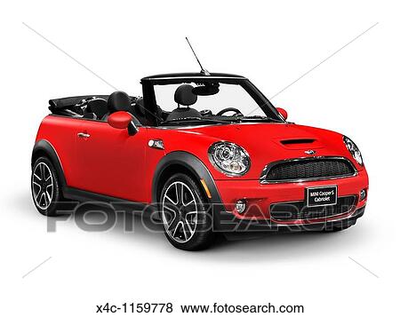 Red 2010 Mini Cooper S Convertible Car Isolated On White