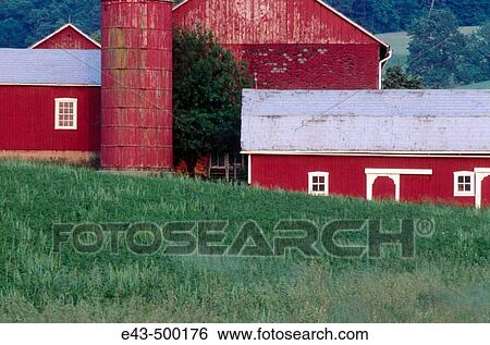 Red barns in spring. Pennsylvania, USA View Large Photo Image Stock Photograph - Red barns in spring. Pennsylvania, USA. Fotosearch