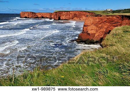 red cliffs at La Belle Anse, Ile du Cap aux Meules, Iles de la Madeleine, Madeleine Islands, Quebec Maritime, Canada, North America View Large Photo Image Stock Photography - red cliffs at La Belle Anse, Ile du Cap aux Meules, Iles de la Madeleine, Madeleine Islands, Quebec Maritime, Canada, North America. Fotosearch