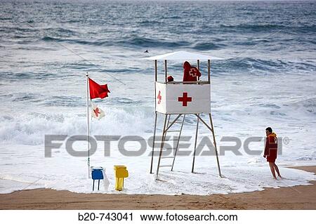 Red Cross lifeguard chair on Zurriola beach, San Sebastian. Guipuzcoa, Basque Country, Spain View Large Photo Image Stock Image - Red Cross lifeguard chair on Zurriola beach, San Sebastian. Guipuzcoa, Basque Country, Spain. Fotosearch
