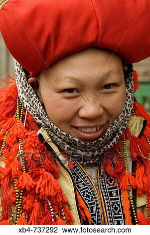 Stock Image - Red Dzao woman, Sa Pa, Vietnam. Fotosearch