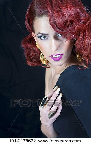 red haired elegant fashion woman. View Large Photo Image Stock Image - red haired elegant fashion woman.. Fotosearch