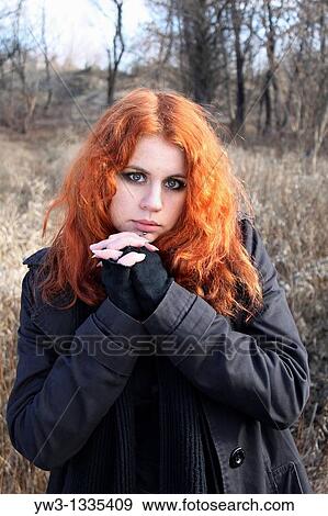 red haired girl outdoors View Large Photo Image Stock Photo - red haired girl outdoors. Fotosearch
