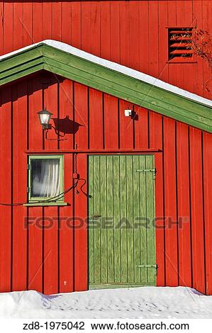 Stock Image - red house in pasvikdalen. norway.. Fotosearch