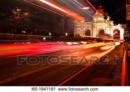 Red lights in Puerta de AlcalB, Madrid, Spain View Large Photo Image Stock Photo - Red lights in Puerta de AlcalB, Madrid, Spain. Fotosearch