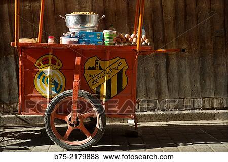 Red mobile food cart in the Medina of Fez, Morocco, Africa. View Large Photo Image Stock Photo - Red mobile food cart in the Medina of Fez, Morocco, Africa.. Fotosearch