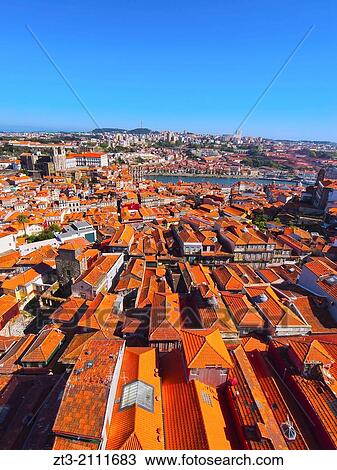 Red Roofs - view from Clerigos Tower in Porto, Portugal. View Large Photo Image Stock Image - Red Roofs - view from Clerigos Tower in Porto, Portugal.. Fotosearch