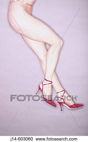 Stock Image - Red Shoes & Legs. Fotosearch