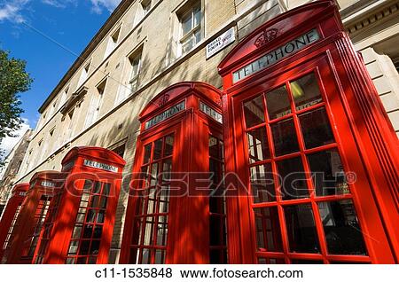 red telephone boxes in row london england uk View Large Photo Image Stock Photo - red telephone boxes in row london england uk. Fotosearch