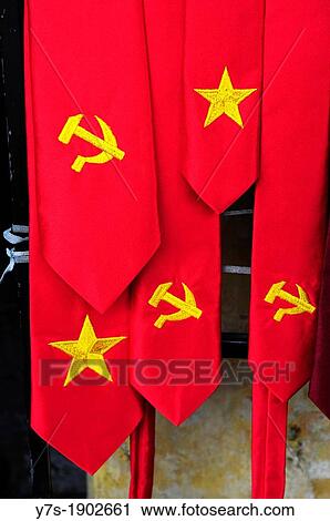 Stock Image - Red Ties in a shop of Hoi An, Vietnam, South East Asia, Asia. Fotosearch