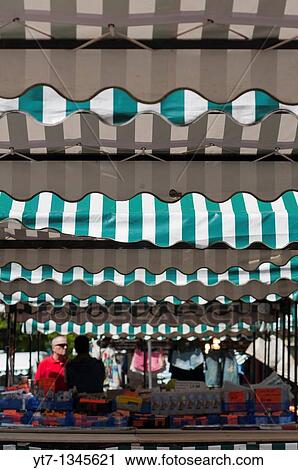 Stock Image - Redditch outdoor market in Worcestershire, England. Fotosearch
