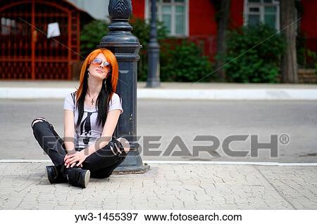redhead women outdoors in the street View Large Photo Image Stock Photo - redhead women outdoors in the street. Fotosearch