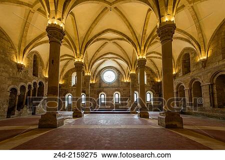 Refectory - Santa Maria Monastery of Alcobaca, Portugal. Unesco world heritage. The closter's lavatorium marks the entrance to the Refectory and served for ablutions - ritual washing. During meals sacred texts were read aloud from the pulpit. View Large Photo Image Stock Photography - Refectory - Santa Maria Monastery of Alcobaca, Portugal. Unesco world heritage. The closter's lavatorium marks the entrance to the Refectory and served for ablutions - ritual washing. During meals sacred texts were read aloud from the pulpit.. Fotosearch
