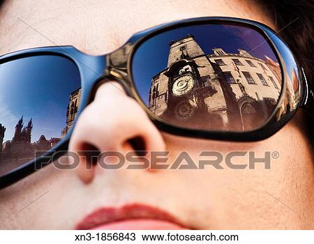 Reflected in women with glasses: Astronomical clock, Old Town Hall, at left Church of Mother of God before Tyn or Church of Our Lady before Tyn, Old Town Square, Staromestske namesti, Prague, Czech Republic Europe View Large Photo Image Stock Image - Reflected in women with glasses: Astronomical clock, Old Town Hall, at left Church of Mother of God before Tyn or Church of Our Lady before Tyn, Old Town Square, Staromestske namesti, Prague, Czech Republic Europe. Fotosearch
