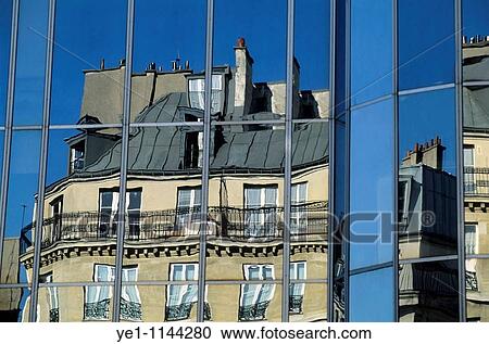 Reflection of an old building in the Ch? telet-Les Halles district of Paris, France. View Large Photo Image Stock Image - Reflection of an old building in the Ch? telet-Les Halles district of Paris, France.. Fotosearch