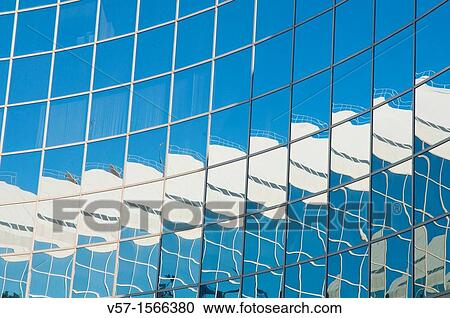 Reflections on glass facade. Madrid, Spain. View Large Photo Image Stock Image - Reflections on glass facade. Madrid, Spain.. Fotosearch