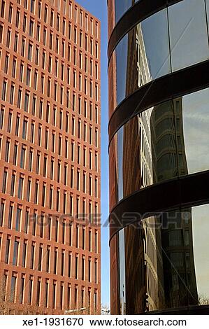 Stock Image - reflexes, City of Justice, 2002-2008, arch. David Chipperfiled, L'Hospitalet de Llobregat, Barcelona, Catalonia, Spain. Fotosearch