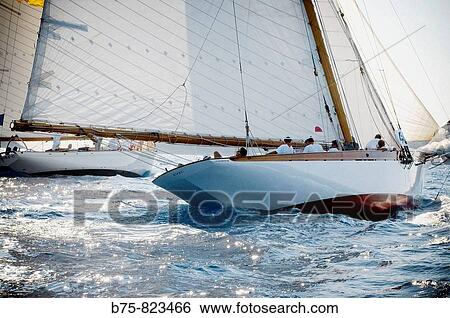Stock Photograph - Regata barcos de epoca, mar mediterraneo, menorca.. Fotosearch
