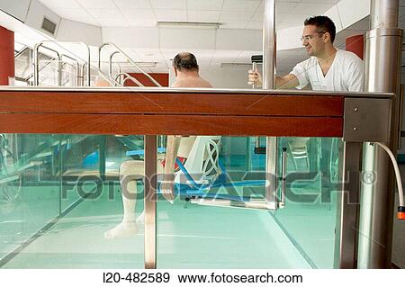 Stock Photo - Rehabilitation, Hydrotherapy pool. Hospital Universitario Gran Canaria Doctor Negrin, Las Palmas de Gran Canaria. Canary Islands, Spain. Fotosearch