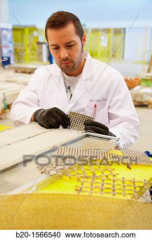 Stock Image - Reinforced concrete beam with tissue, Research on building materials, Tecnalia Research & Innovation, Zamudio, Bizkaia, Basque Country, Spain. Fotosearch