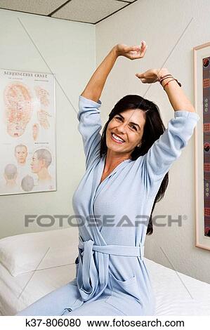 Relaxed & smiling woman after Acupuncture View Large Photo Image Stock Image - Relaxed & smiling woman after Acupuncture. Fotosearch