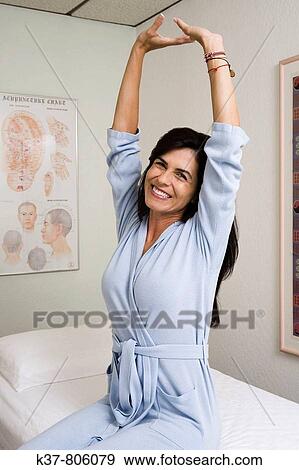 Relaxed & smiling woman after Acupuncture View Large Photo Image Stock Photo - Relaxed & smiling woman after Acupuncture. Fotosearch