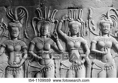 Relief of Khmer Templedancers at Angkor Wat View Large Photo Image Stock Photo - Relief of Khmer Templedancers at Angkor Wat. Fotosearch