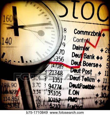 Stock Photo - reloj con grafico de mercado de valores, composicion digital, clock stock market chart, Digital Composition,. Fotosearch
