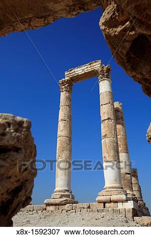 Remains of the Temple of Hercules on the Citadel mountain, Amman, Jordan View Large Photo Image Stock Photo - Remains of the Temple of Hercules on the Citadel mountain, Amman, Jordan. Fotosearch