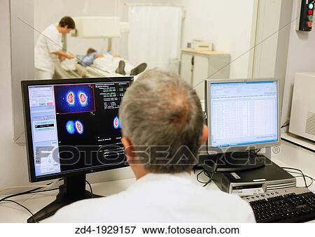 Stock Photo - renal scintigraphy image, Scintigraphy is a form of diagnostic test used in nuclear medicine. Fotosearch